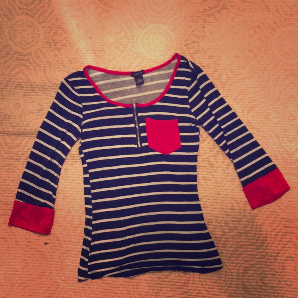 red white and navy blue long sleeve